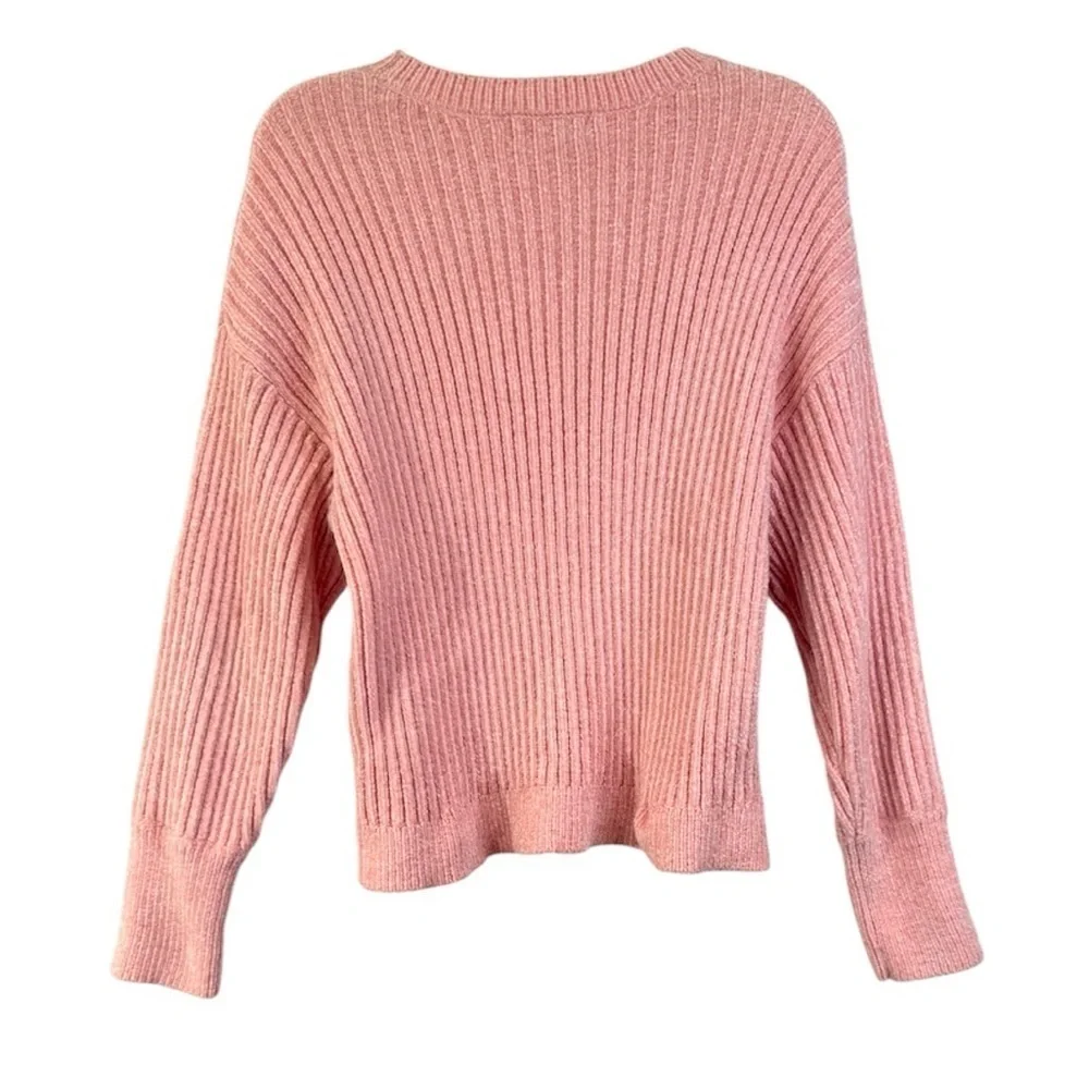 Poof! Sweater New York Ribbed Knit Crew Oversized Dolman Cozy Pink Size Large